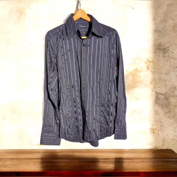 7 Diamonds Other - Men's Black shiny Striped Shirt by 7 Diamonds sz L